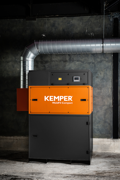 The WeldFil Compact extracting fumes from an industrial workshop.